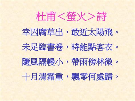 未足臨書卷 時能點客衣|螢火（唐代杜甫詩作）